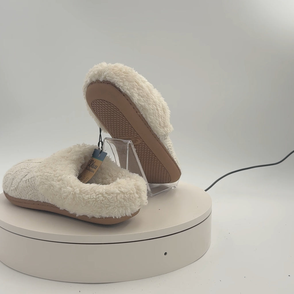 Dluxe By Dearfoams Women's Carol Slippers - Cream S: Indoor/Outdoor Cushioned Slide, Machine Washable, Closed Round Toe