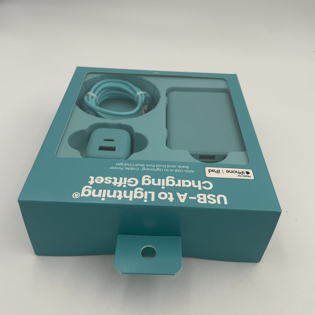 Gems Usb-A To Lightning Charging Gift Set With 5000Mmah Power Bank, Cable, And Wall Charger - Teal Blue (Please Be Advised That Sets May Be Missing Pieces Or Otherwise Incomplete.)