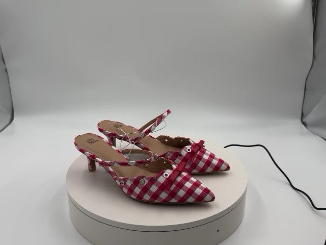 Women's Lysandra Gingham Eyelet Kitten Heels - Wild Fable Red 6.5: Slip-On Pumps, Pointed Toe, 2" Louis Heel, Medium Width