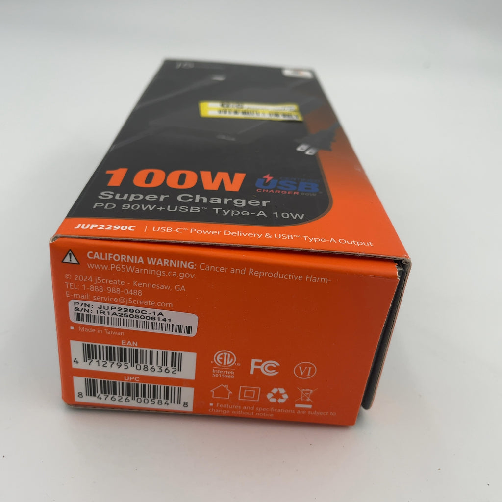 J5Create 100W Power Delivery Usb-C Super Charger: Dual Outlet Adapter, 2.4A, Compact Design