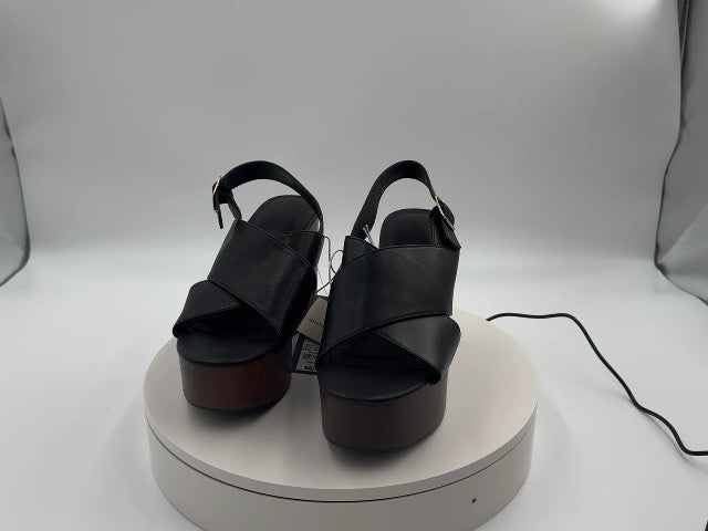 Women's Naomi Wood Wedge Heels with Memory Foam Insole - Universal Thread Black 6.5: Ankle Strap, Open Toe