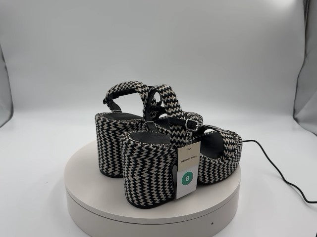 Women's Madeline Woven Platform Sandal Heels with Memory Foam Insole - Universal Thread Black 8: Ankle Strap, Block Heel