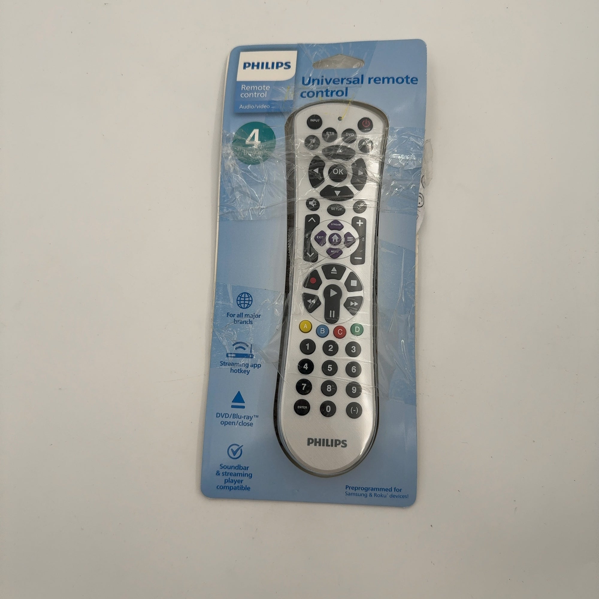 Philips 4-Device Universal Remote Control Pearl White: Home Theater Accessory