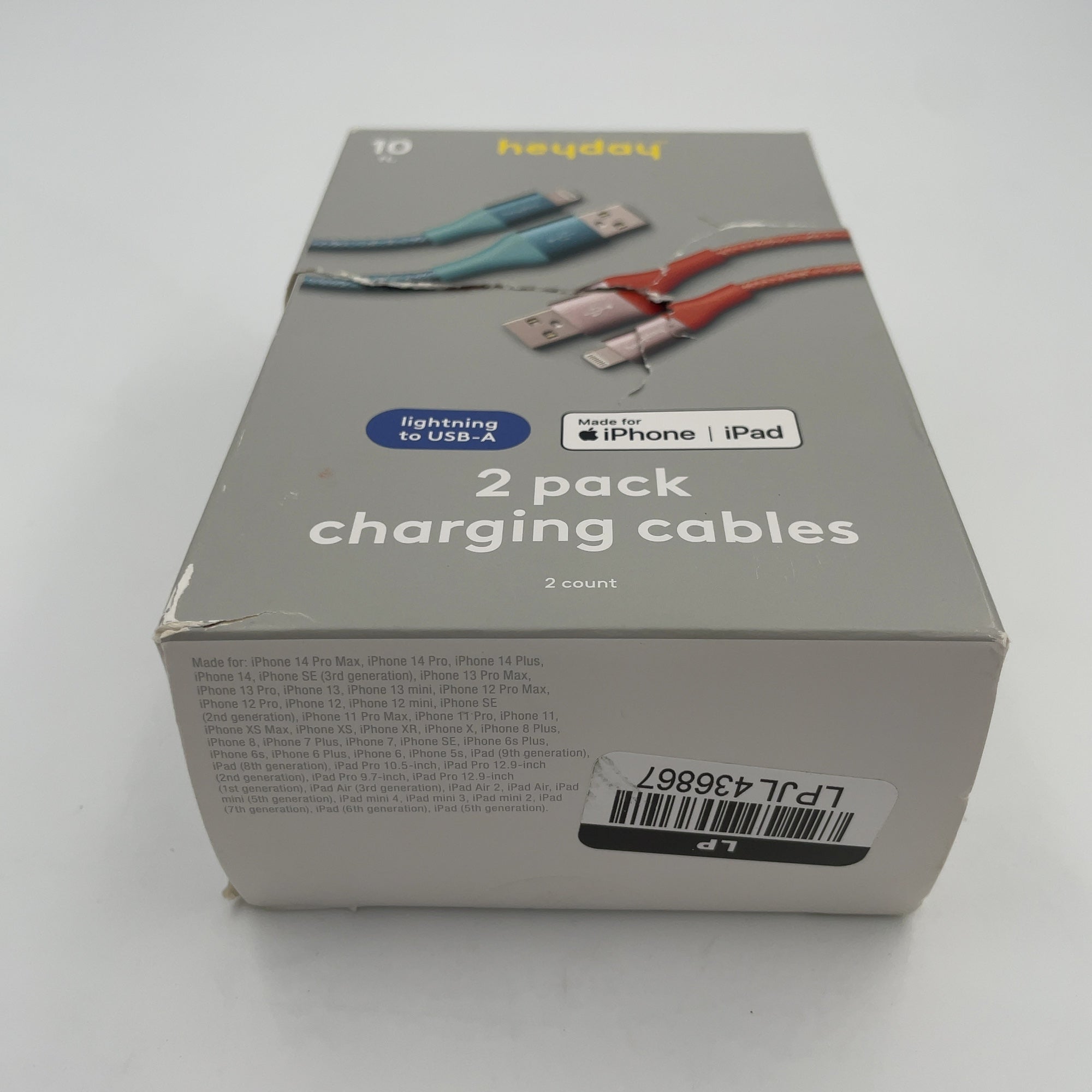 10ft USB-A to Lightning Braided Cable - 2pk - heyday Turquoise Poppy (Please be advised that sets may be missing pieces or otherwise incomplete.)