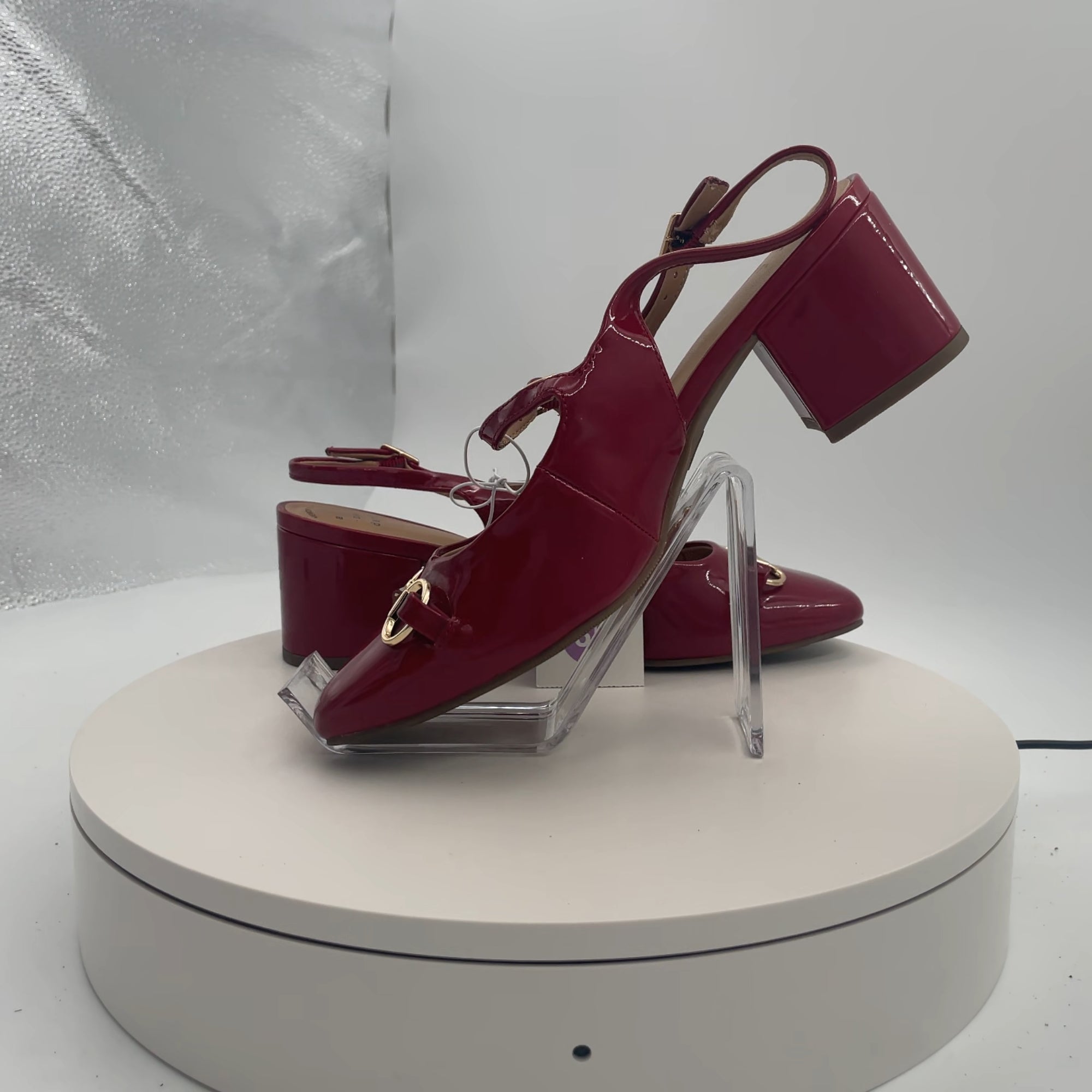 Women's Lucky Square Toe Mary Jane Heel With Memory Foam Insole - A New Day Red 6.5: Block Heel, Faux Leather