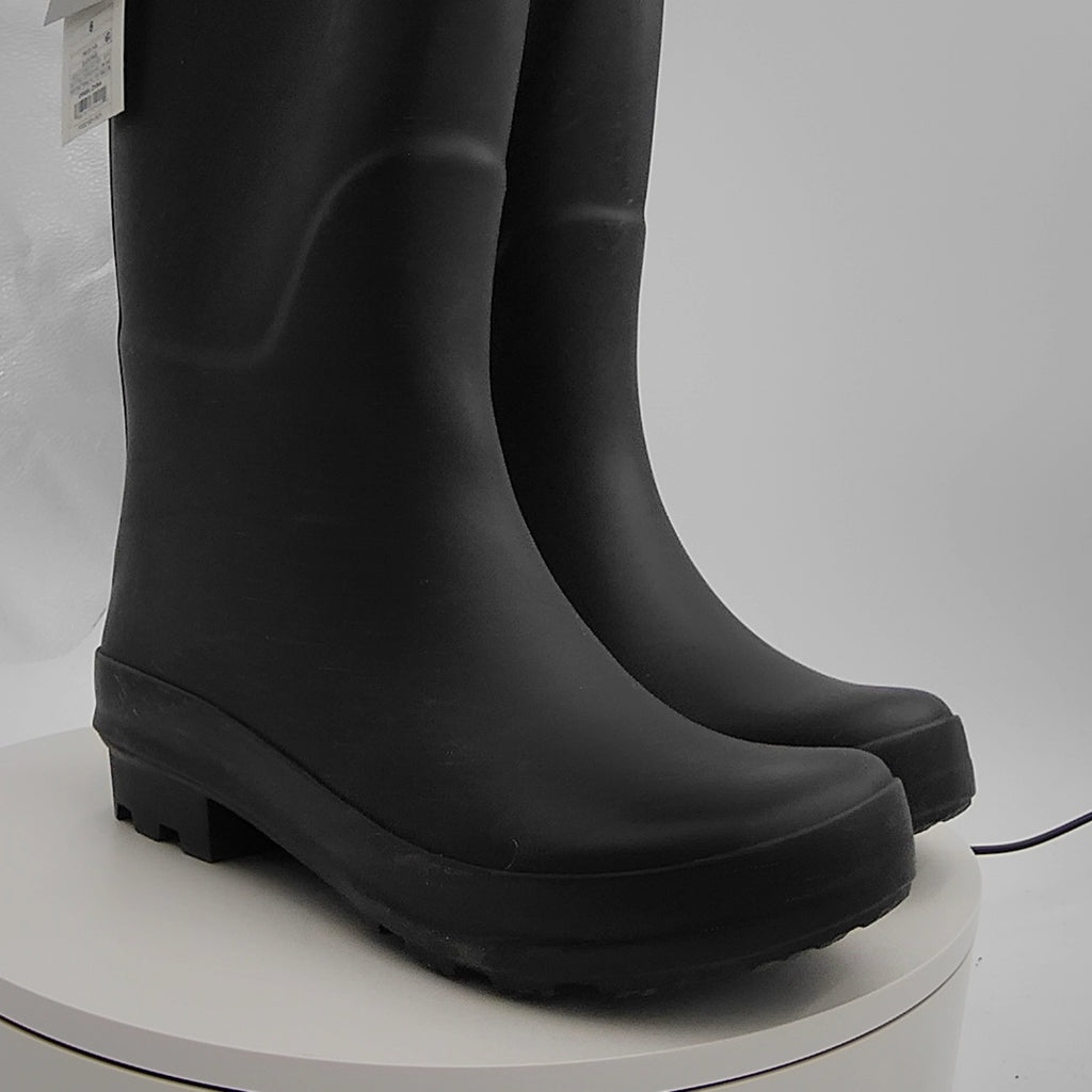 Women's River Tall Rain Boots - A New Day Black 6: Waterproof Knee-High, Adjustable Buckle, Non-Marking Outsole