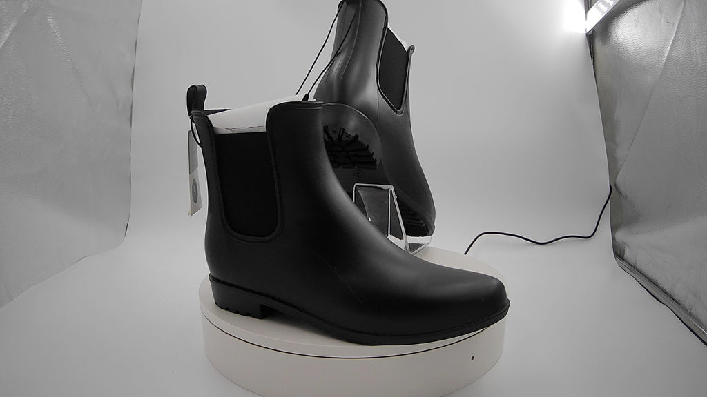 Women's Chelsea Rain Boots - A New Day Black 9: Waterproof Ankle Block Heel, Pull-On Style
