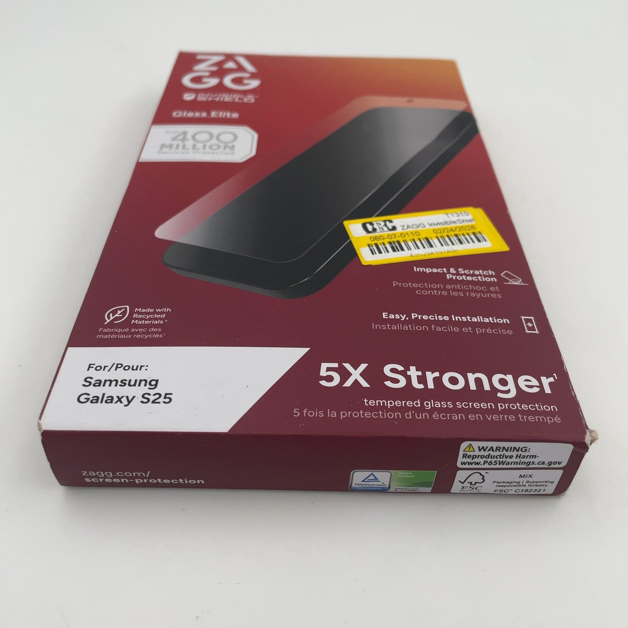 Zagg Invisibleshield Samsung Galaxy S25 Glass Elite Screen Protector