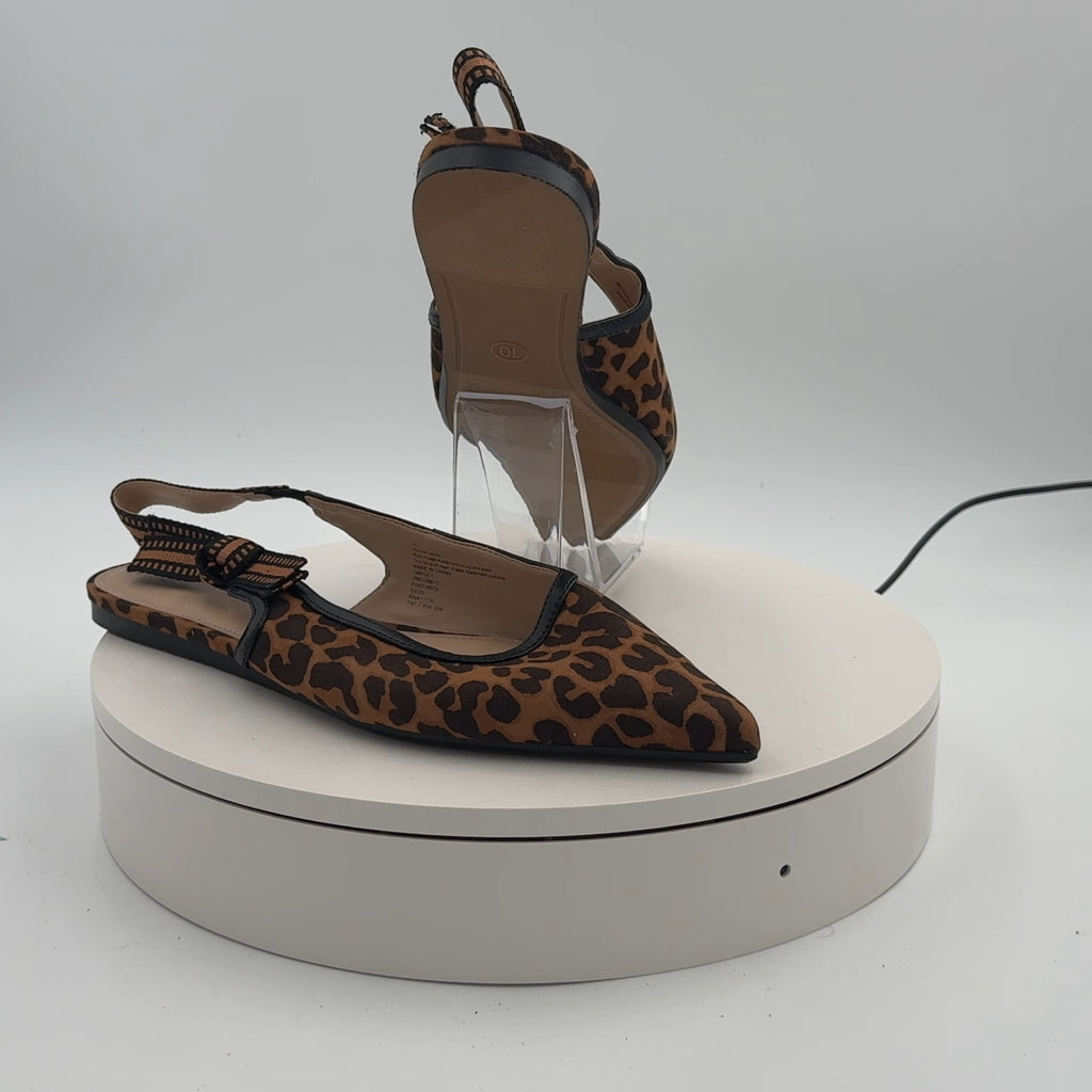 Women's London Sling Back Flats - A New Day Brown 10: Slip-On Tuxedo Style, Cushioned Insole, Pointed Toe, Microsuede Finish
