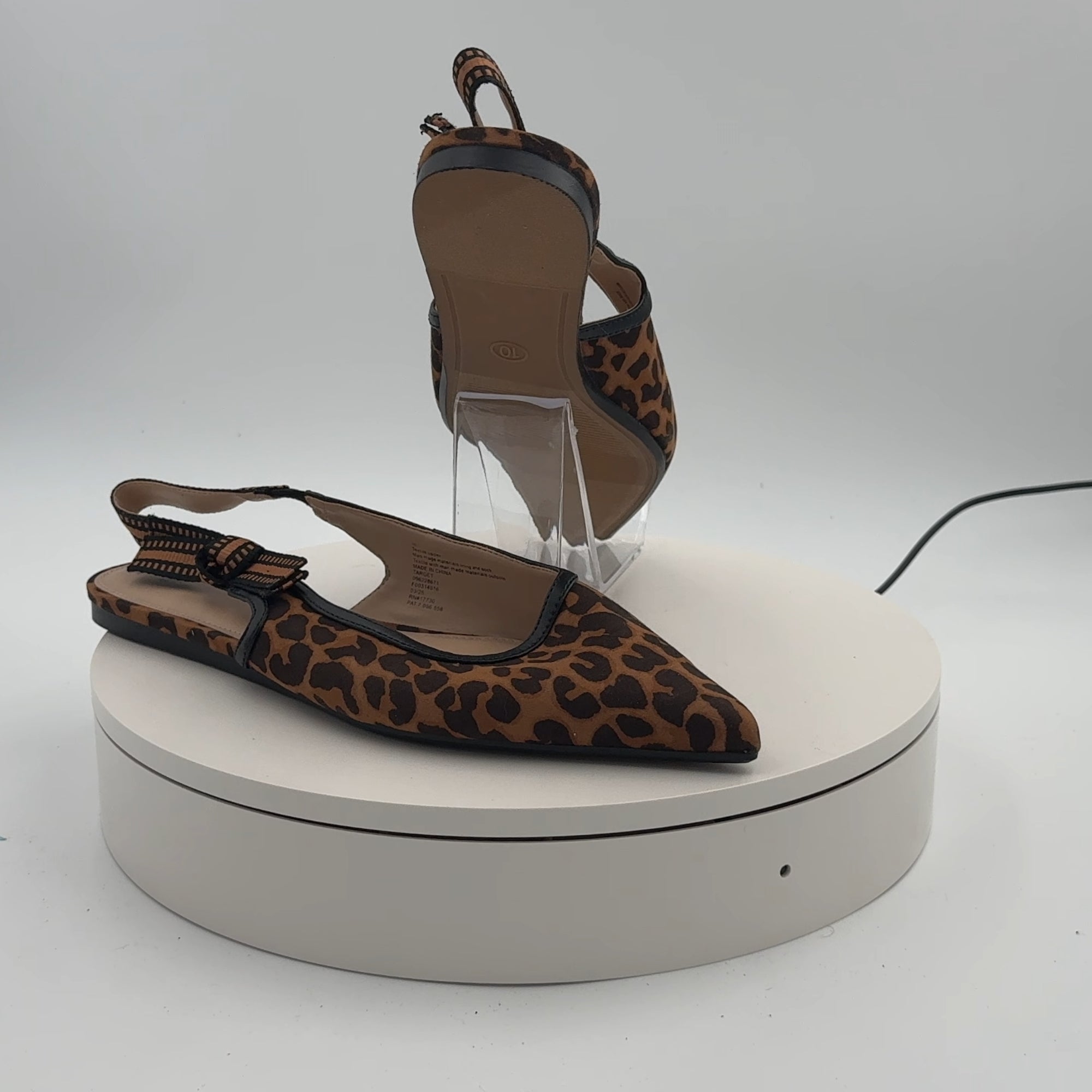 Women's London Sling Back Flats - A New Day Brown 10: Slip-On Tuxedo Style, Cushioned Insole, Pointed Toe, Microsuede Finish