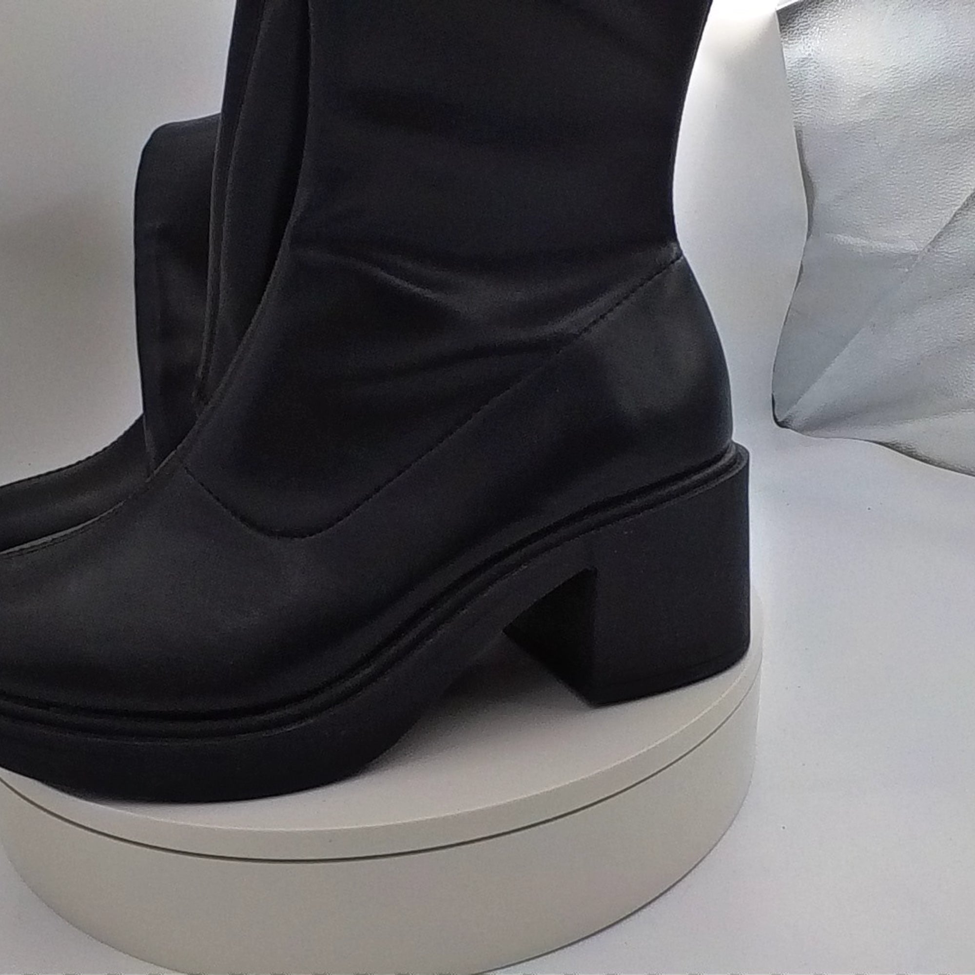Women's Danika Stretch Tall Combat Boots With Memory Foam Insole - Wild Fable Black 8.5 - Like New U001