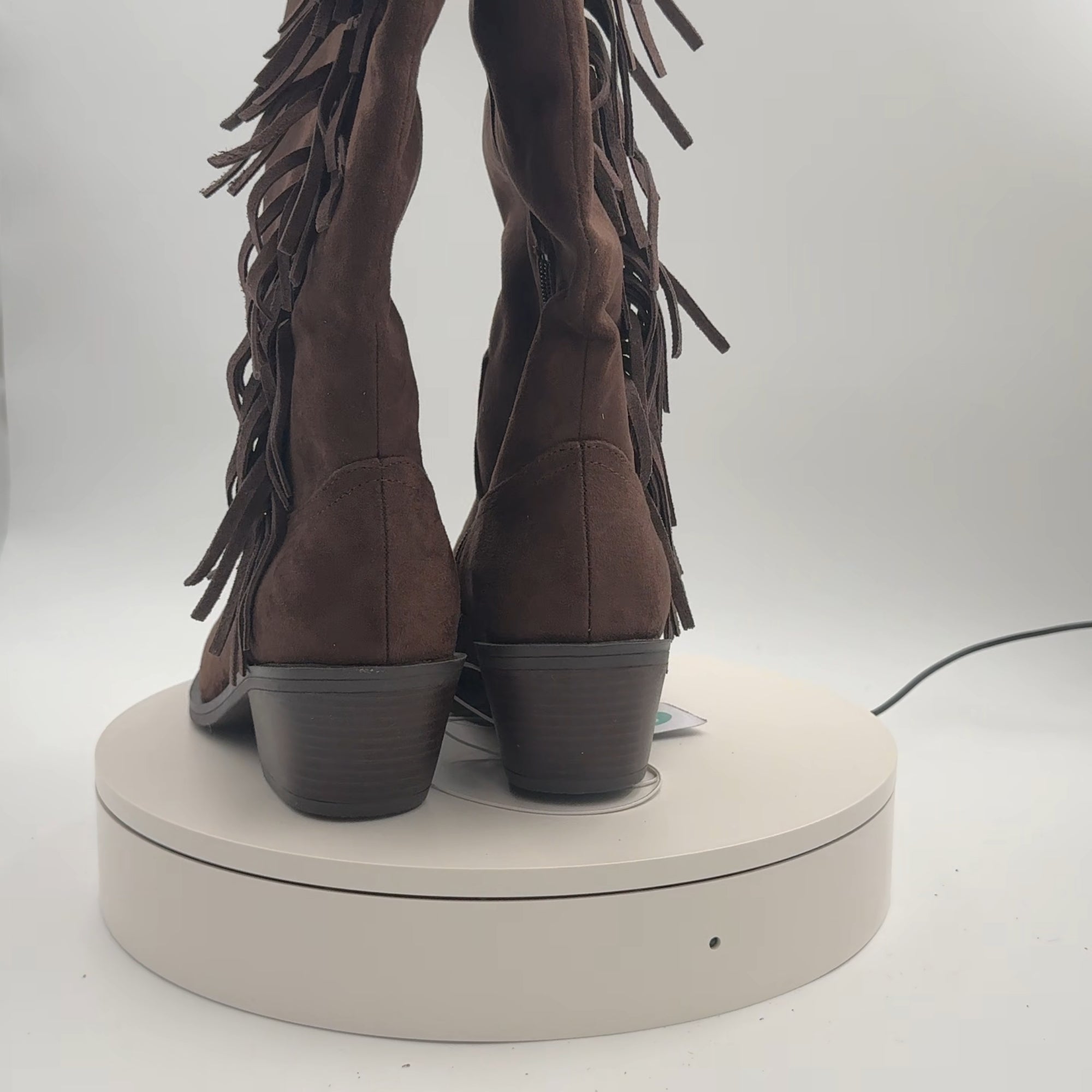 Women’s Patsy Tall Fringe Western Boots With Memory Foam Insole – Universal Thread Chocolate 8.5