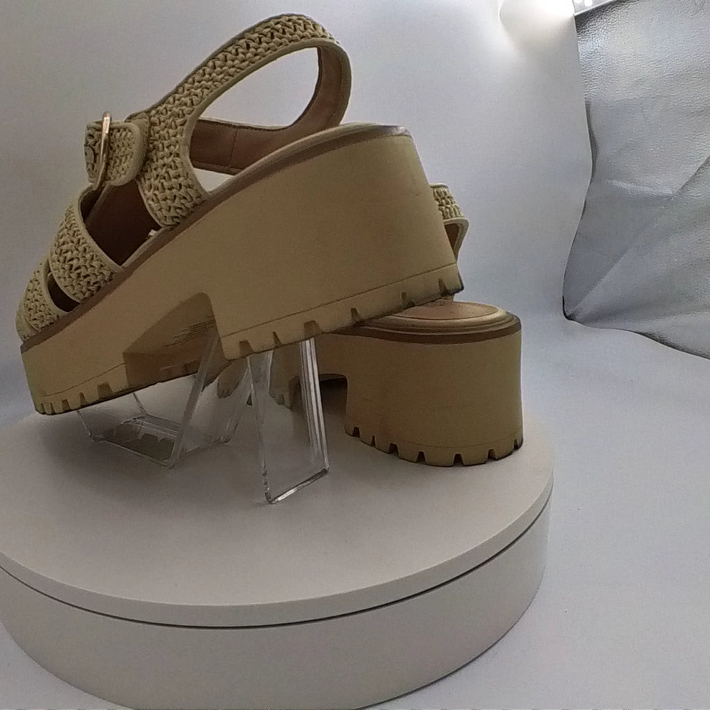 Women's Elide Raffia Fisherman Platform Heels With Memory Foam Insole - Wild Fable Tan 8: Wedge Heel, Buckle Closure, Textured Outsole - Used U001