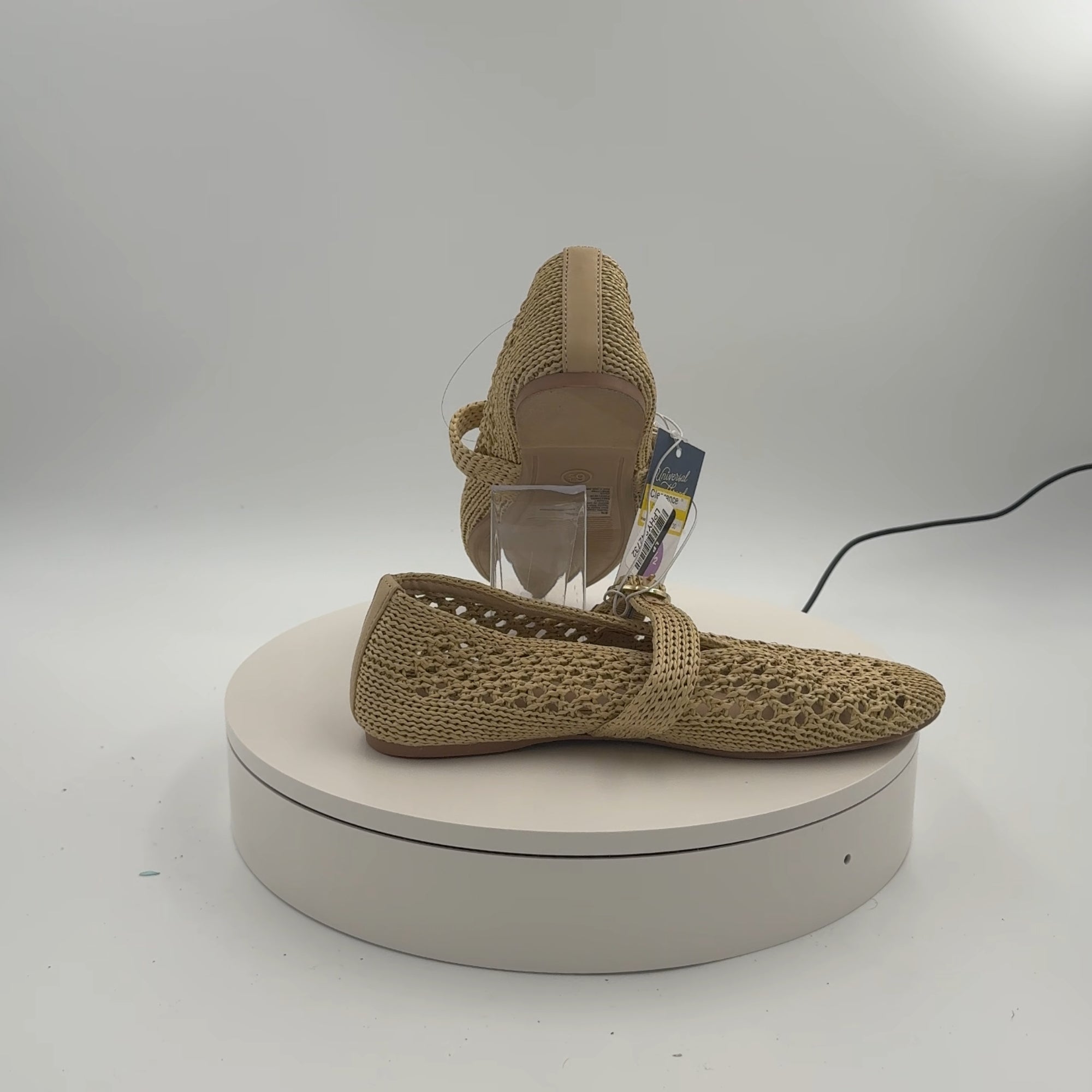Women's Sia Knit Woven Mary Jane Flats - Universal Thread Beige 6.5: Cushioned Insole, Buckle Closure
