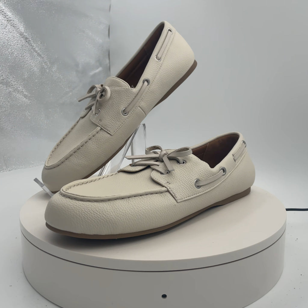 Women's Midge Boat Shoe Flats With Memory Foam Insole - Universal Thread Off-White 11: Pull-On, Contoured Footbed