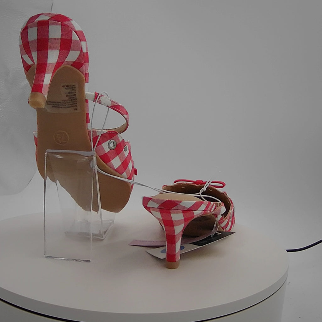 Women's Lysandra Gingham Eyelet Kitten Heels - Wild Fable Red 7.5: Slip-On Pumps, Pointed Toe, 2" Louis Heel, Textured Outsole