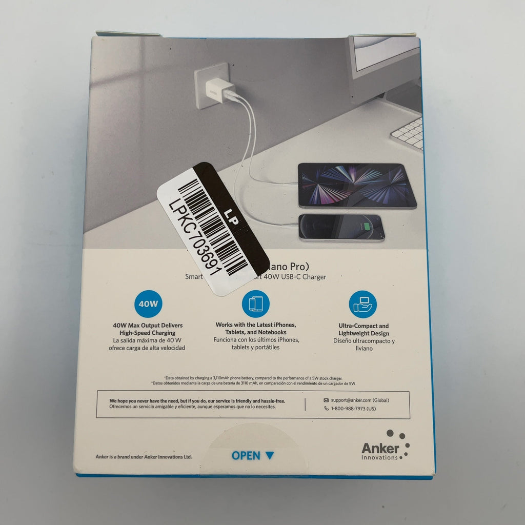 Anker 2-Port Powerport Iii 40W Nano Pro Duo Usb-C Power Delivery Wall Charger - White: Lightweight, Smart Charging