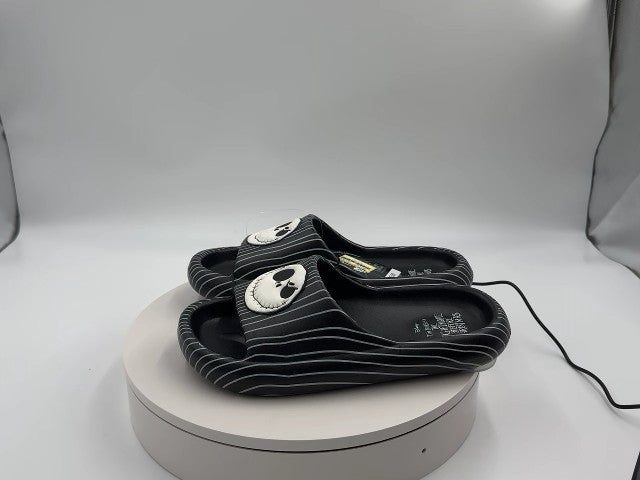 Men's Jack Skellington Nightmare Before Christmas Slides - Black 7: Disney Licensed, Open Toe, Slip On, Textured Outsole