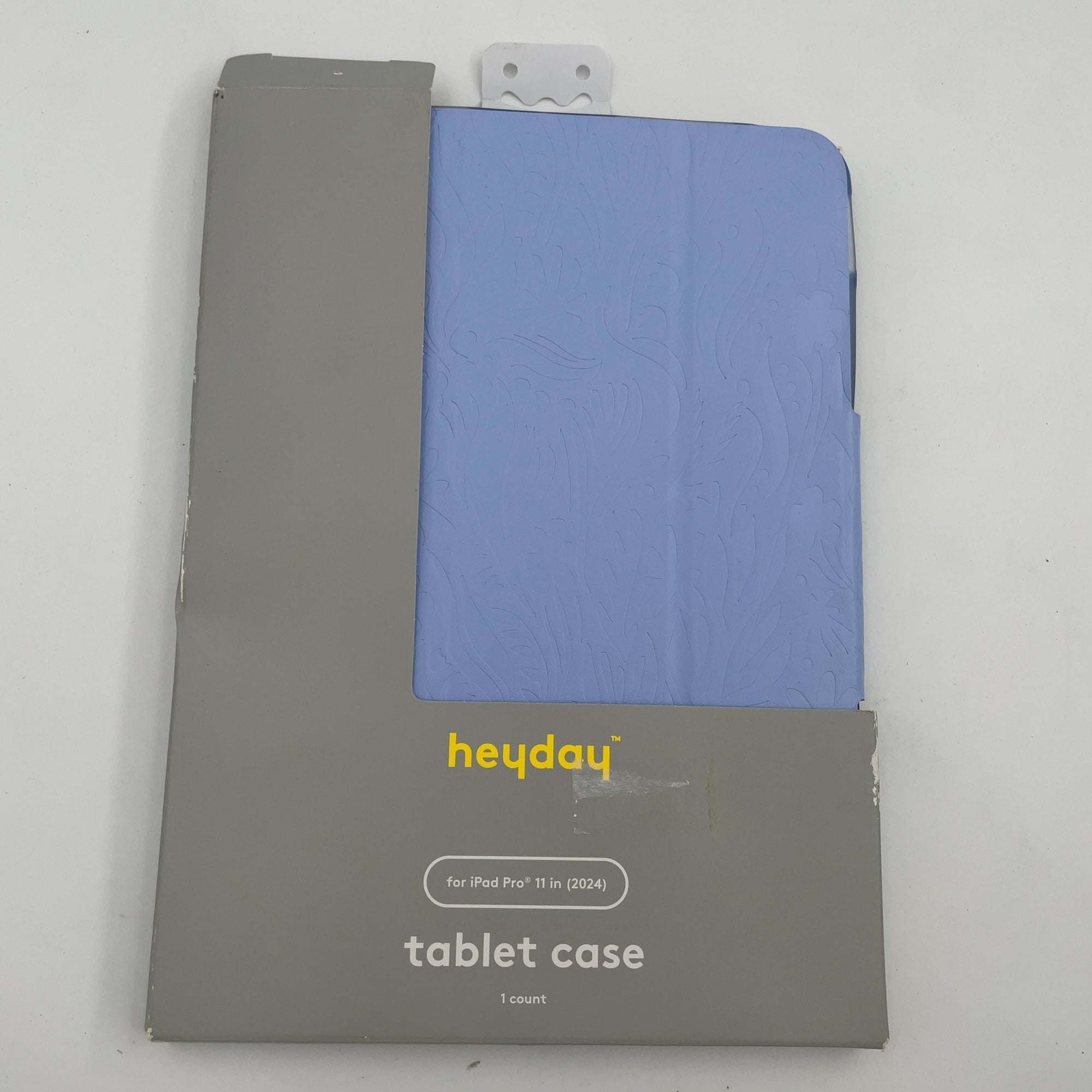 Ipad Pro 11" (M4) Case - Heyday Peri-Blue Debossed: Botanical Pattern, Stylus Holder, Polyurethane, Tpu