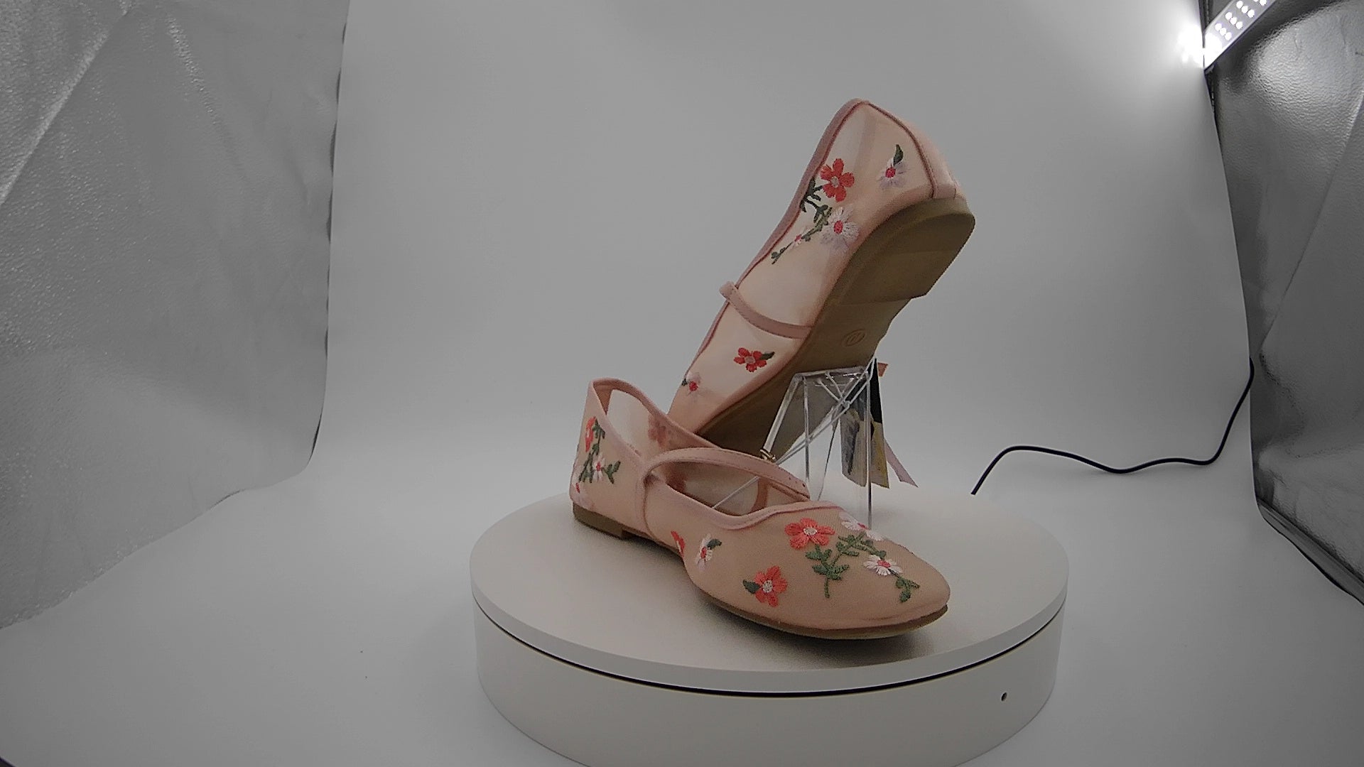 Women's Elsa Floral Mesh Mary Jane Flats - Wild Fable Pink 10: Memory Foam, Buckle Closure, Textured Outsole