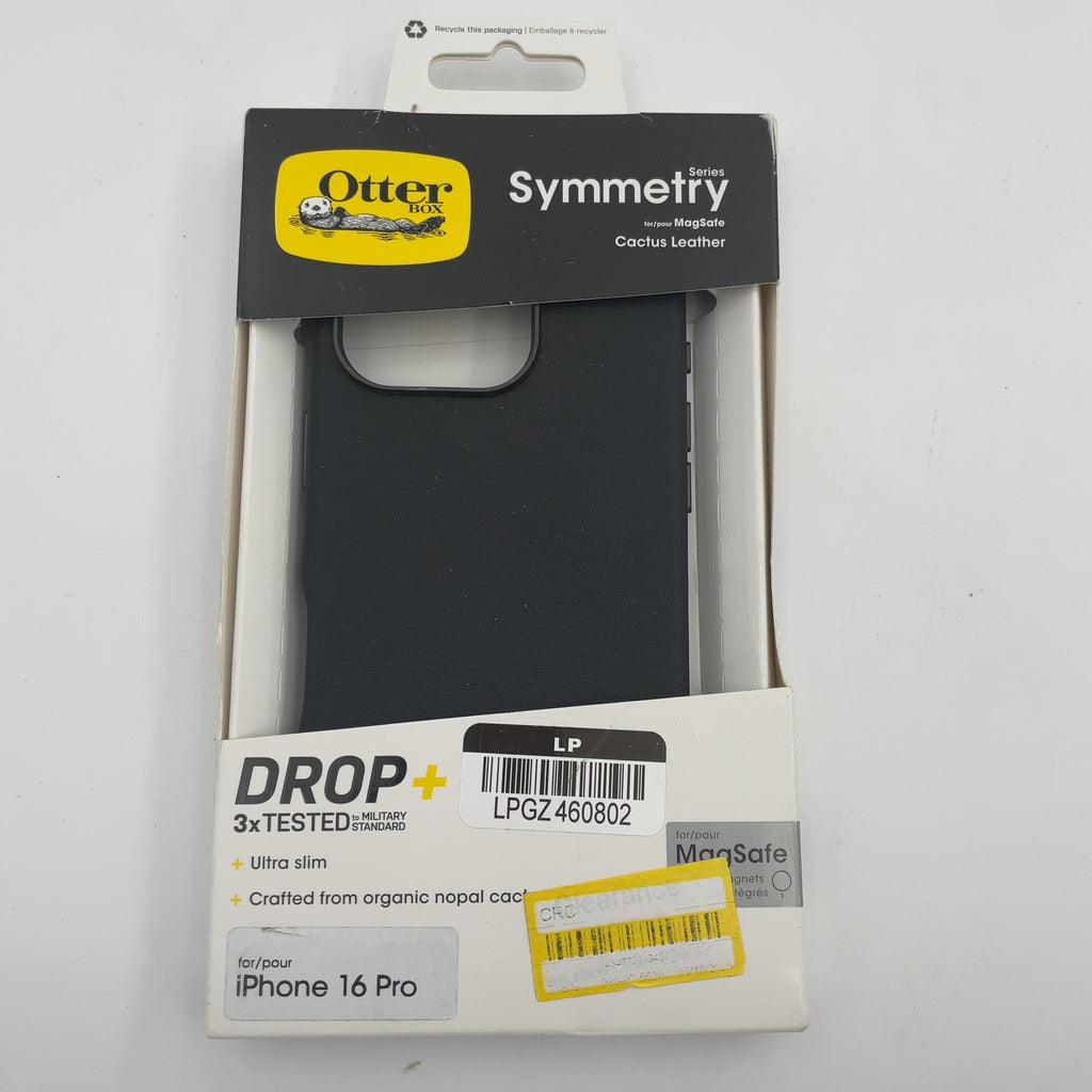 Otterbox Apple Iphone 16 Pro Symmetry Cactus Leather Series Case With Magsafe - Noir Ash: Faux Leather, Solid Pattern