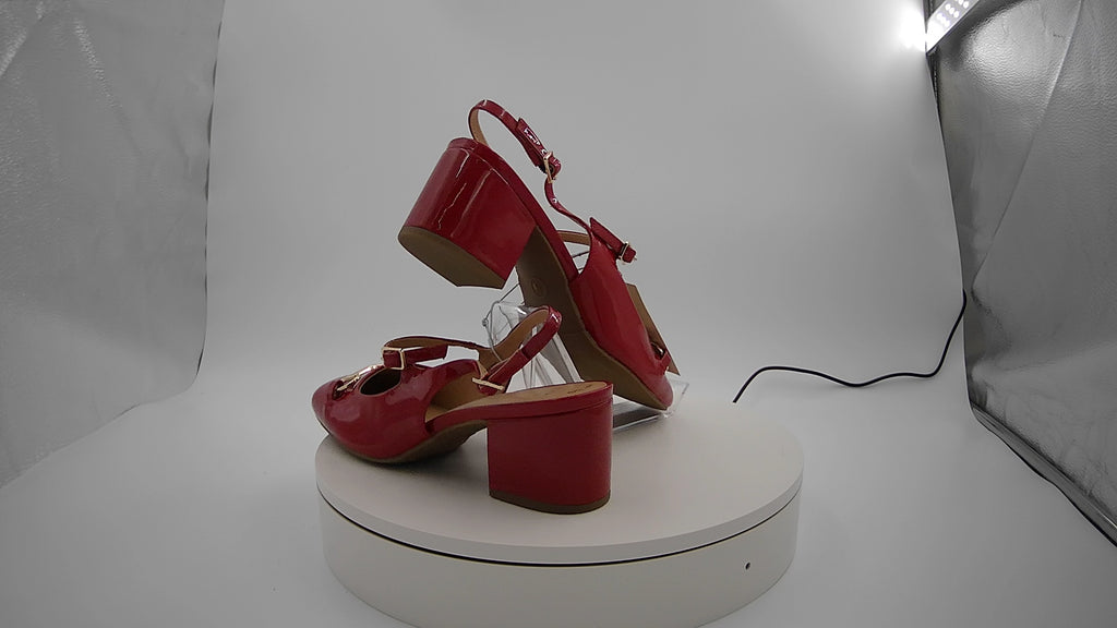 Women's Lucky Square Toe Mary Jane Heel with Memory Foam Insole - A New Day Red 8: Faux Leather, Block Heel, Buckle Closure