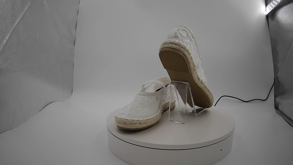 Women's Celia Floral Lace Mary Jane Espadrille Flat with Memory Foam Insole - Universal Thread White 6.5: Breathable Mesh, Pull-On Style