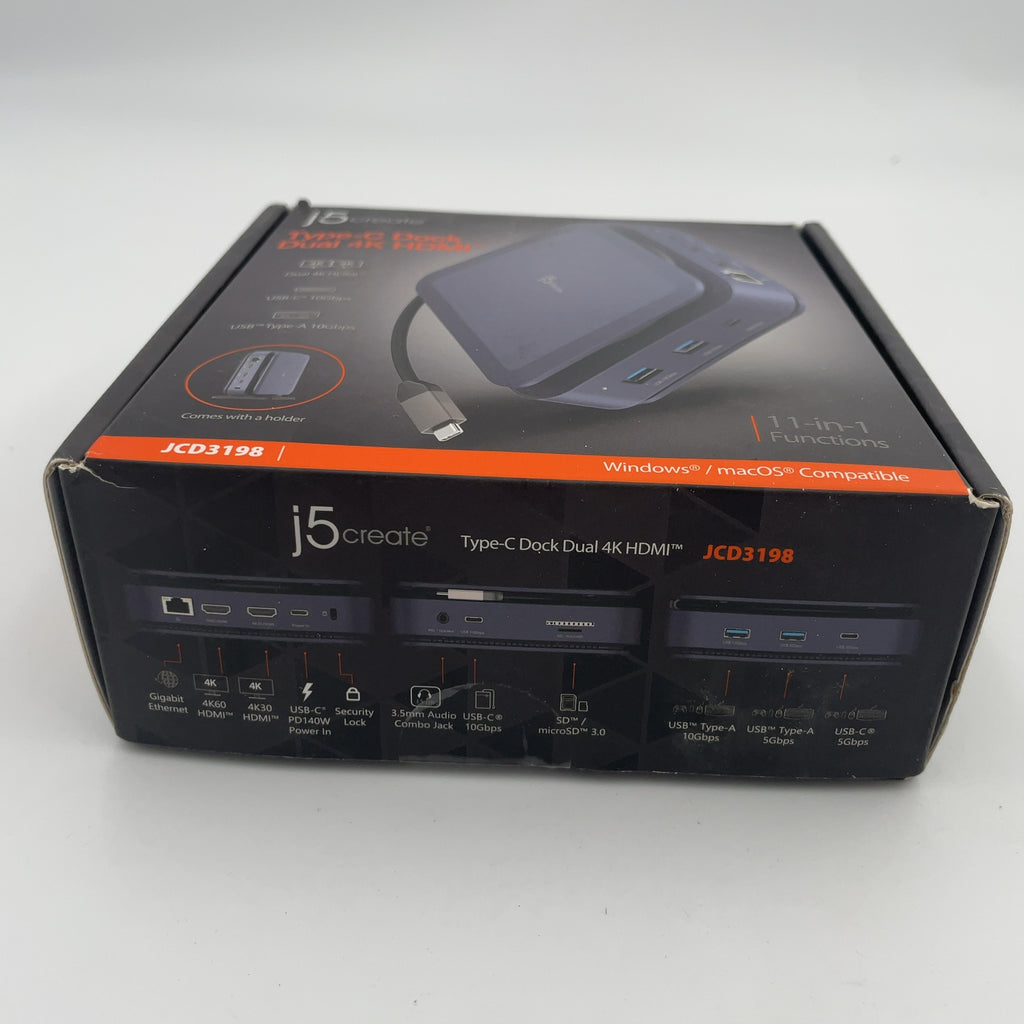 J5Create Usb-C Dual 4K Hdmi Dock: Black, Male-To-Female Adapters