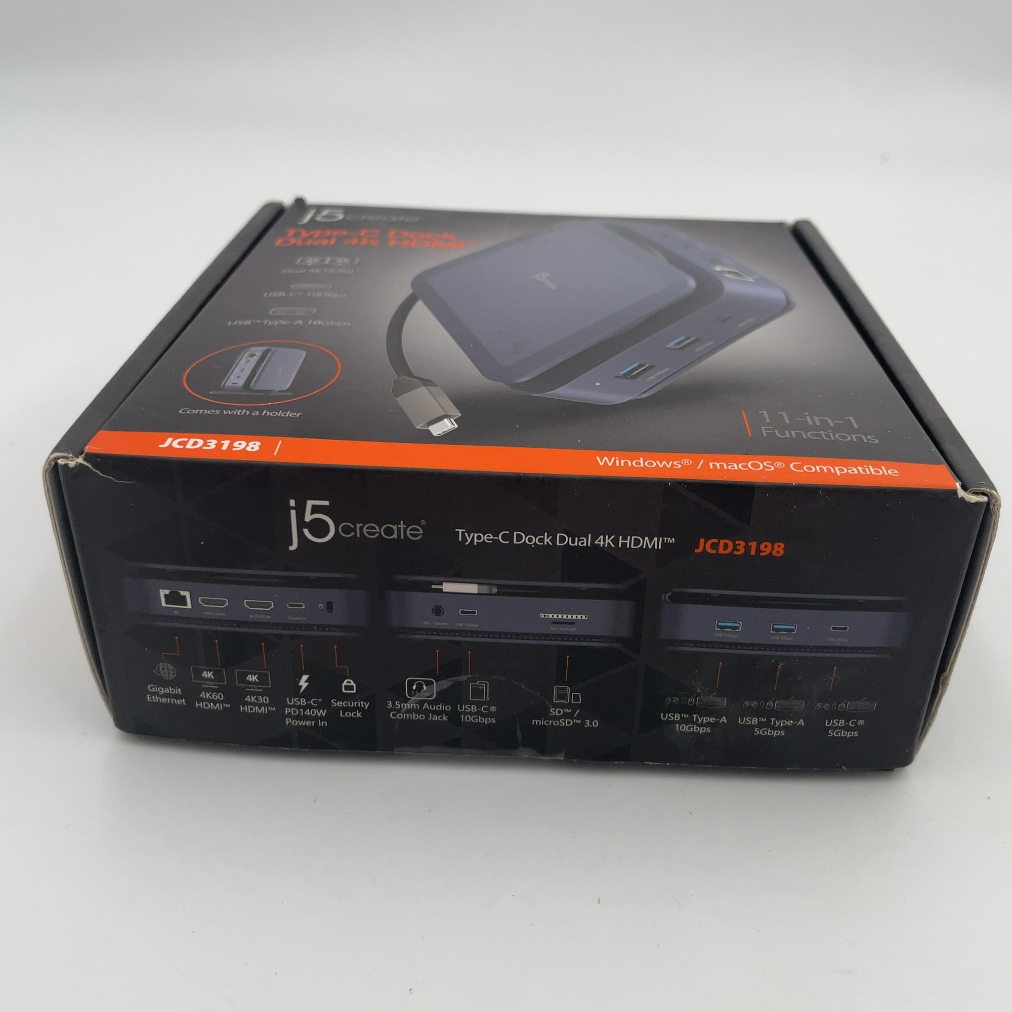 J5Create Usb-C Dual 4K Hdmi Dock: Black, Male-To-Female Adapters