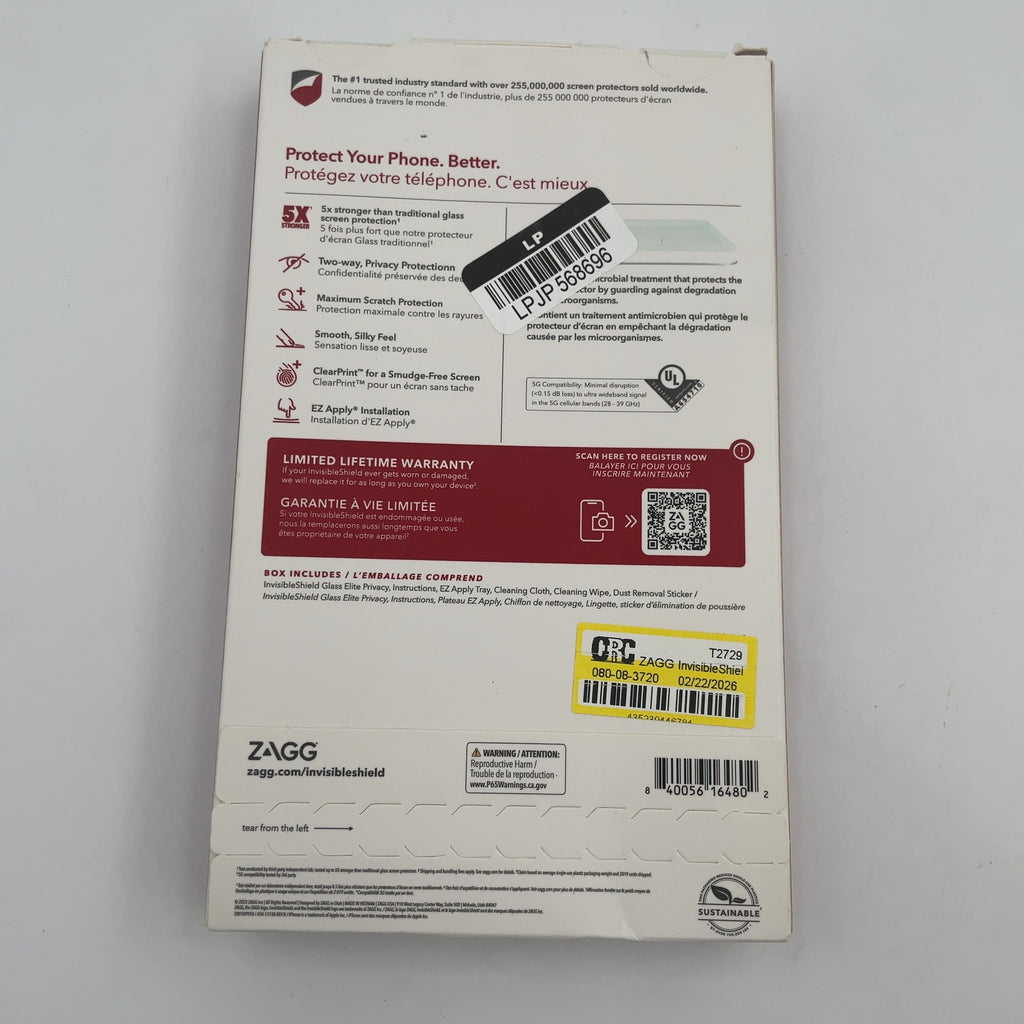 Zagg Invisibleshield Apple Iphone 14 Pro Max Glass Elite Privacy Screen Protector