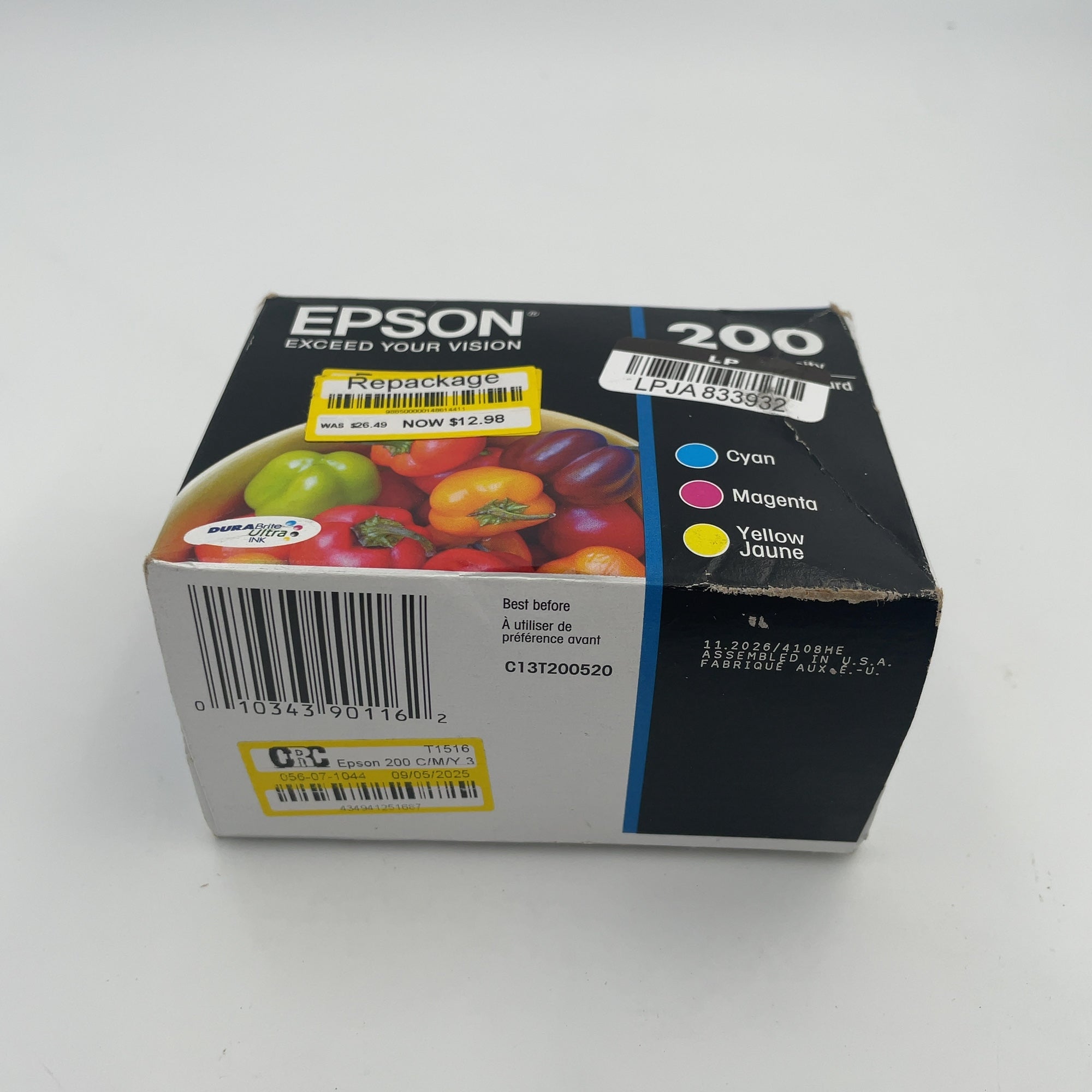 Epson 200 C/M/Y 3Pk Ink Cartridges - Cyan, Magenta, Yellow (T200520-Cp): Standard Yield Series, Ink Combo Pack For Printers (Please Be Advised That Sets May Be Missing Pieces Or Otherwise Incomplete.)