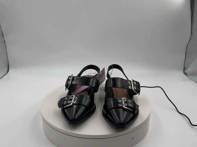 Women's Peyton Double Buckle Slingback Flats with Memory Foam Insole - Wild Fable Black 7: Medium Width, Block Heel, Closed Almond Toe