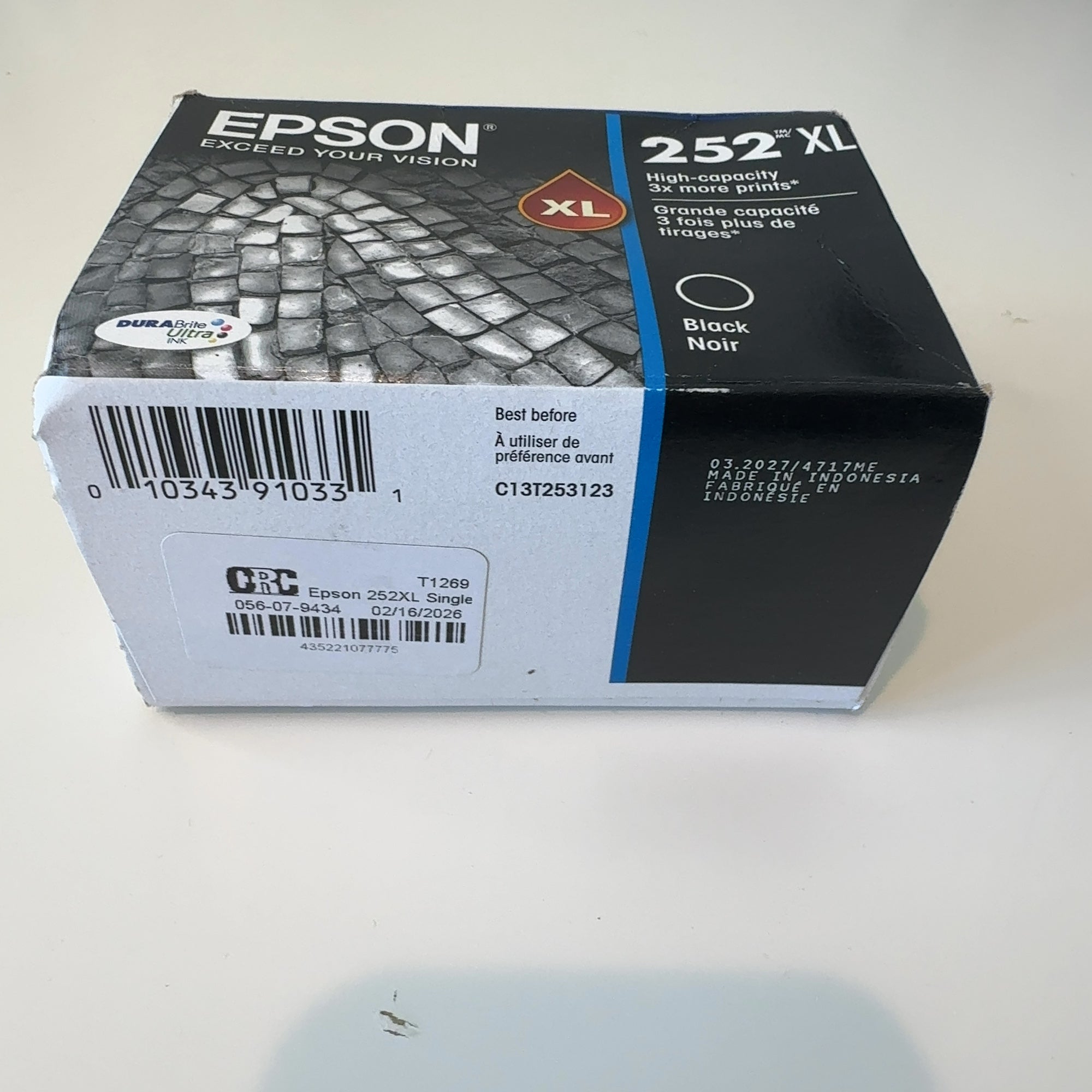 Epson 252Xl Single Ink Cartridge - Black (T252Xl120-Cp)