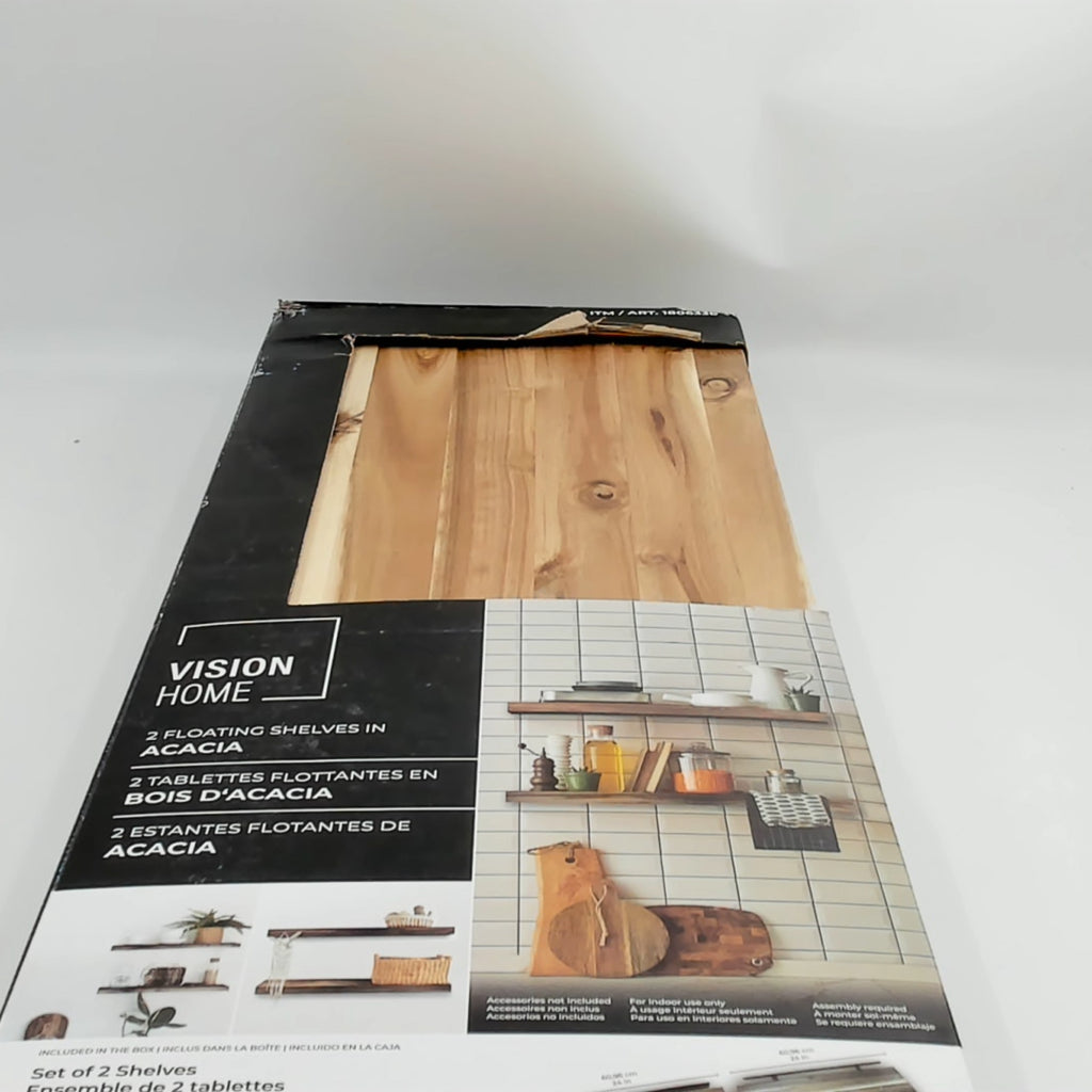 Acacia Wood Shelves 2Pk