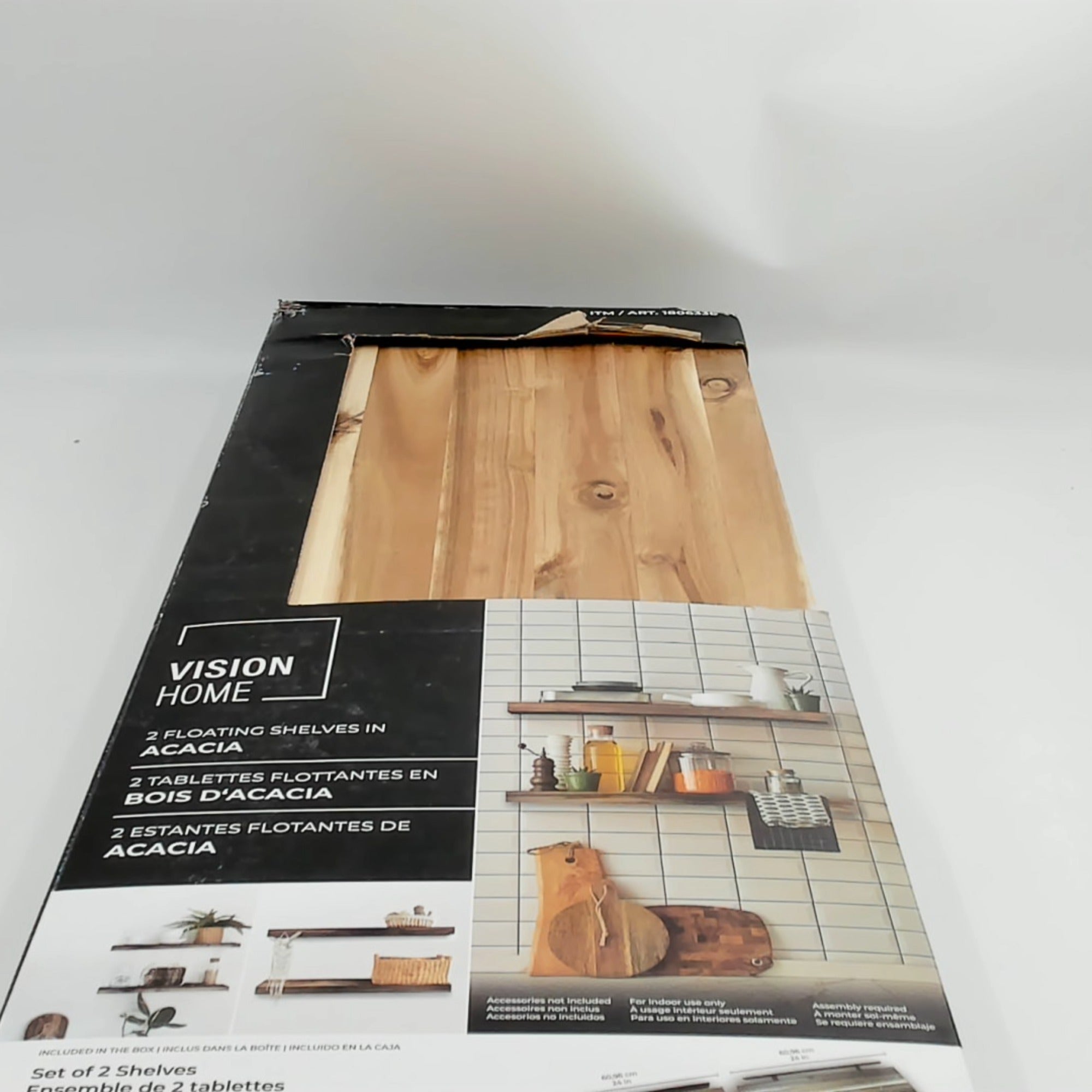 Acacia Wood Shelves 2Pk