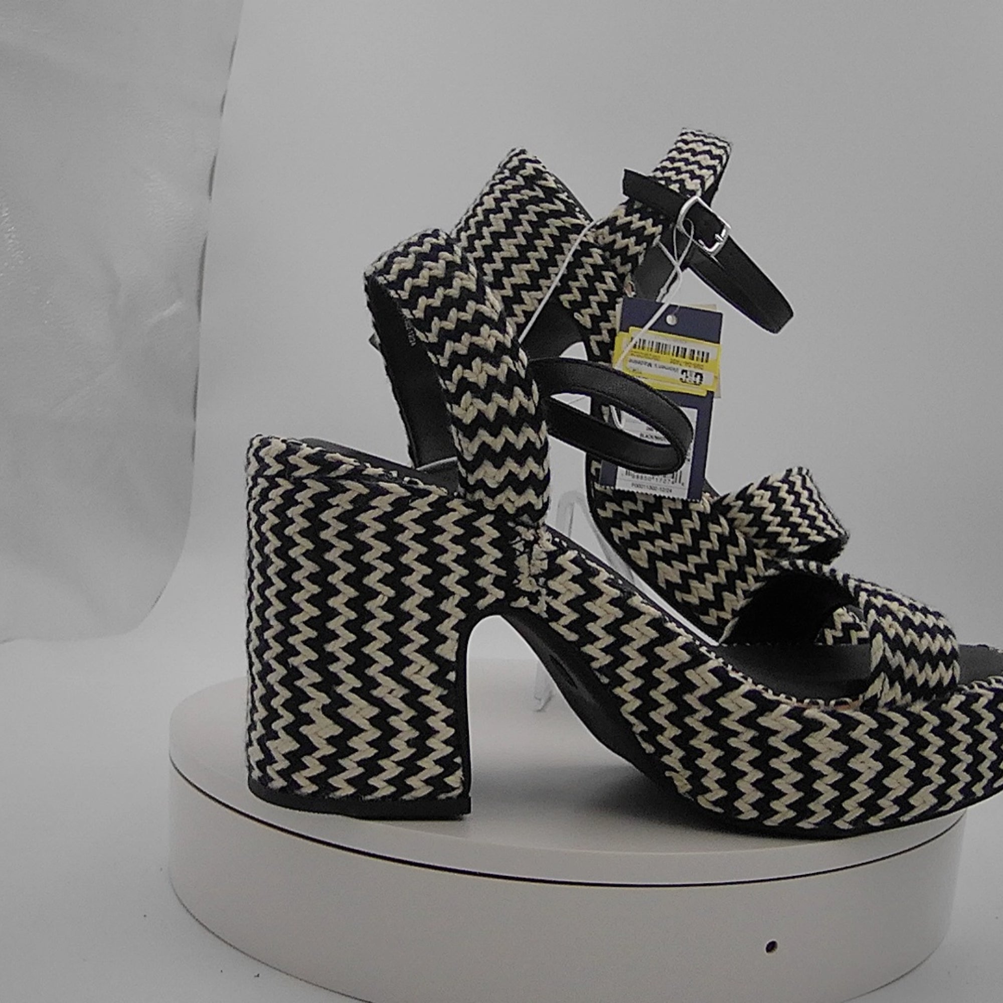 Women's Madeline Woven Platform Sandal Heels With Memory Foam Insole - Universal Thread Black 10: Ankle Strap, Block Heel