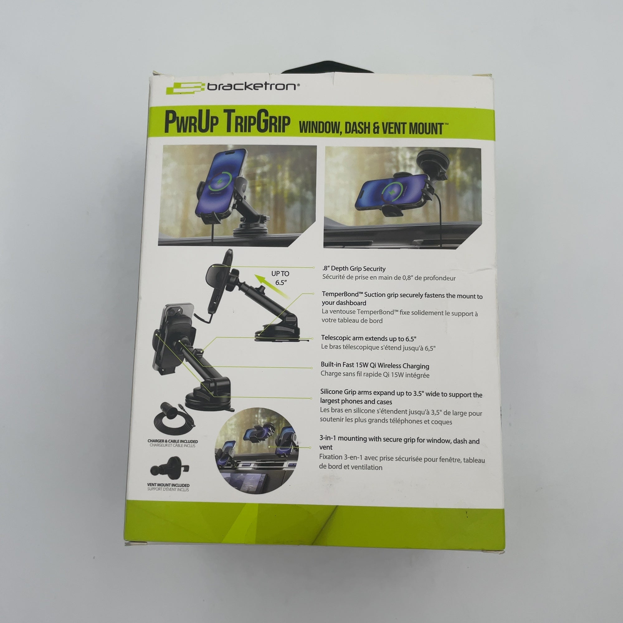 Bracketron PwrUp TripGrip Window/Dash Mount - Black