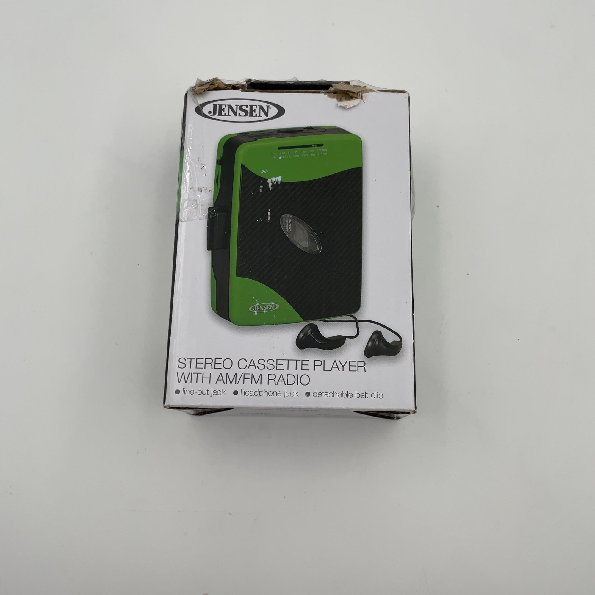 JENSEN® Portable Stereo Cassette Player with AM/FM Radio and Earbuds, SCR-75 (Green/Black)