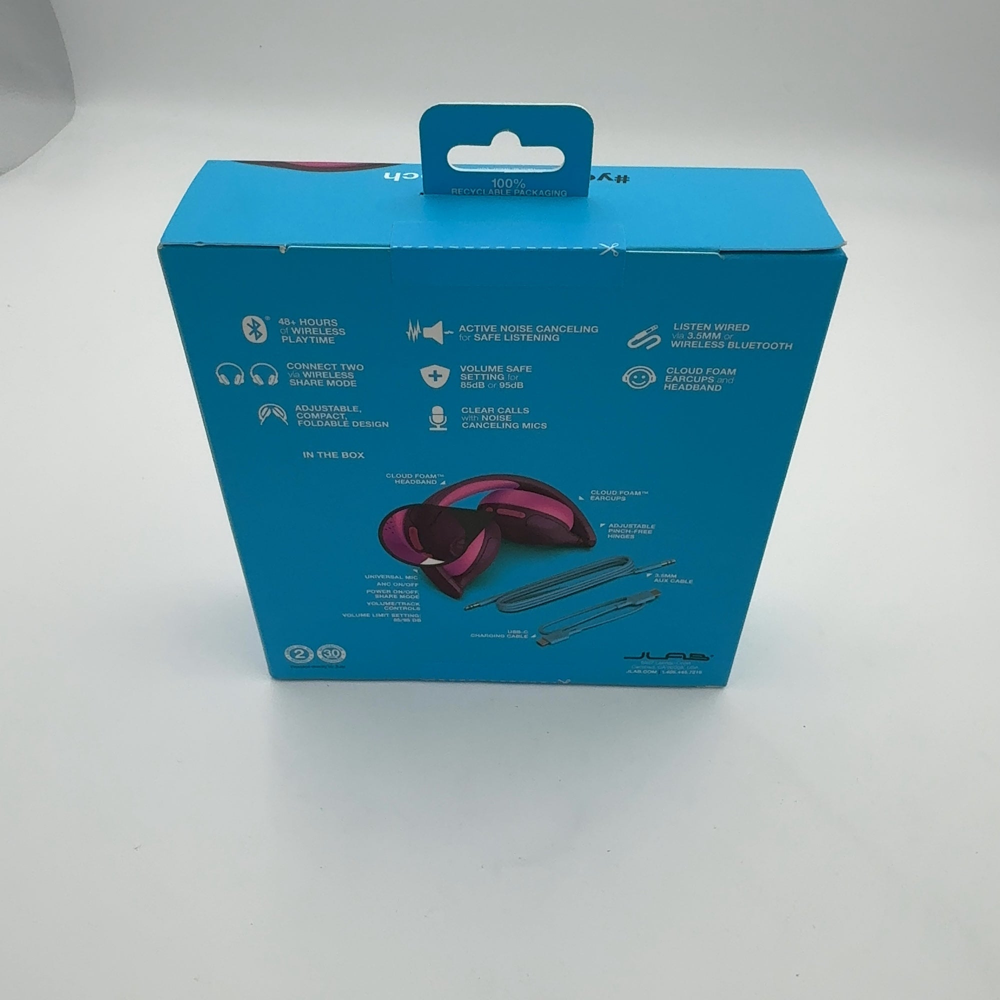 Jlab Jbuddies Bluetooth Wireless Anc Kids' Headphones - Purple/Pink: Over-Ear Cushions