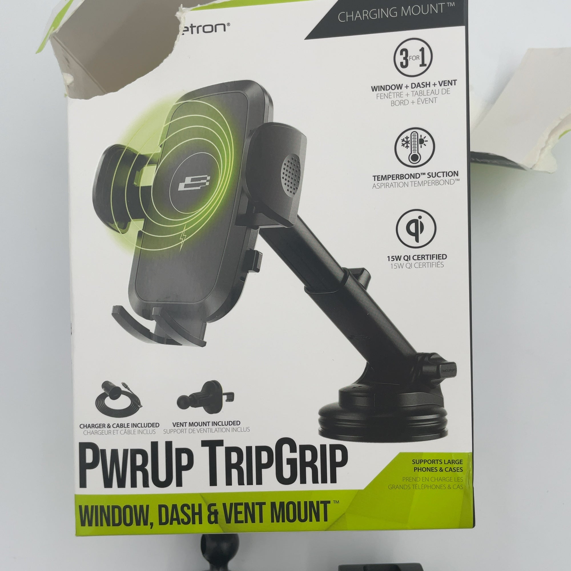 Bracketron Pwrup Tripgrip Window/Dash Mount - Black