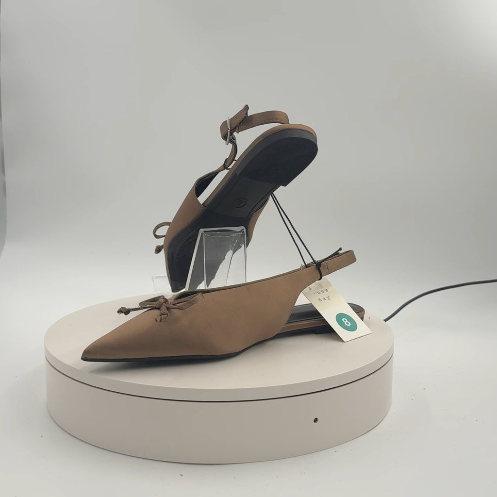 Women’s Camille Satin Slingback Bow Flats - A New Day Taupe 8