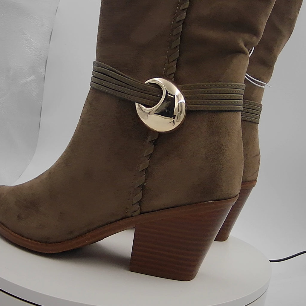 Women's Rio Whip Stitch Tall Western Boots With Memory Foam Insole - Universal Thread Dark Taupe 8.5