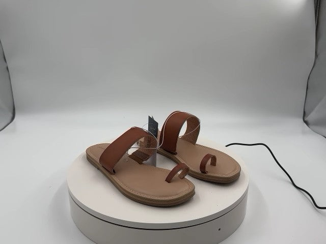 Women's Juno Toe Ring Flat Sandals - Universal Thread Cognac 6.5: Slip-On, Memory Foam Insole, Flexible Outsole