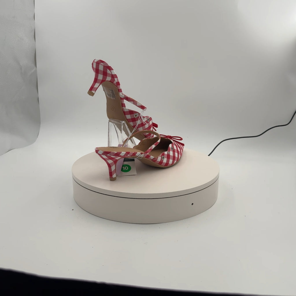 Women's Lysandra Gingham Eyelet Kitten Heels - Wild Fable Red 10: Slip-On Pumps, Pointed Toe, 2" Louis Heel, Textured Outsole