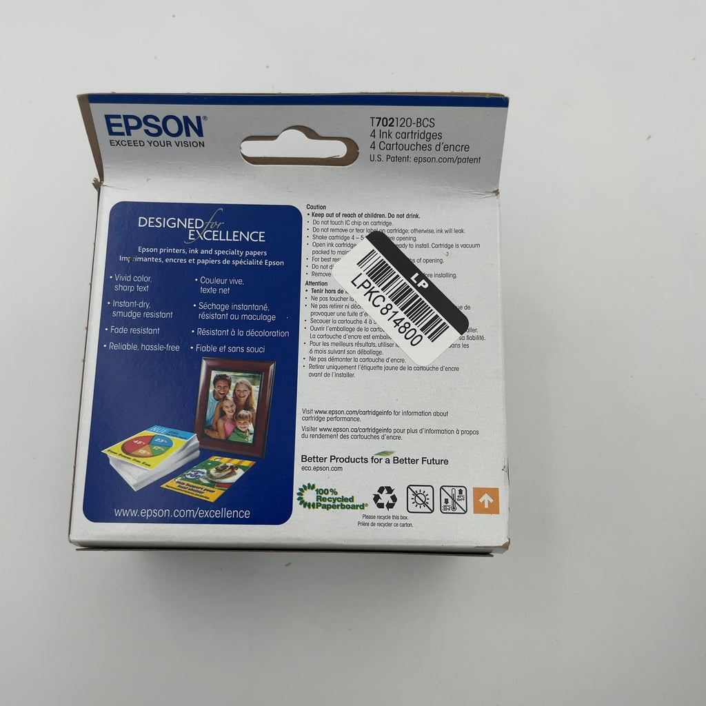 Epson 702 Black C/M/Y 4Pk Combo Ink Cartridges - Black Cyan Magenta Yellow: Standard Yield (Please Be Advised That Sets May Be Missing Pieces Or Otherwise Incomplete.)