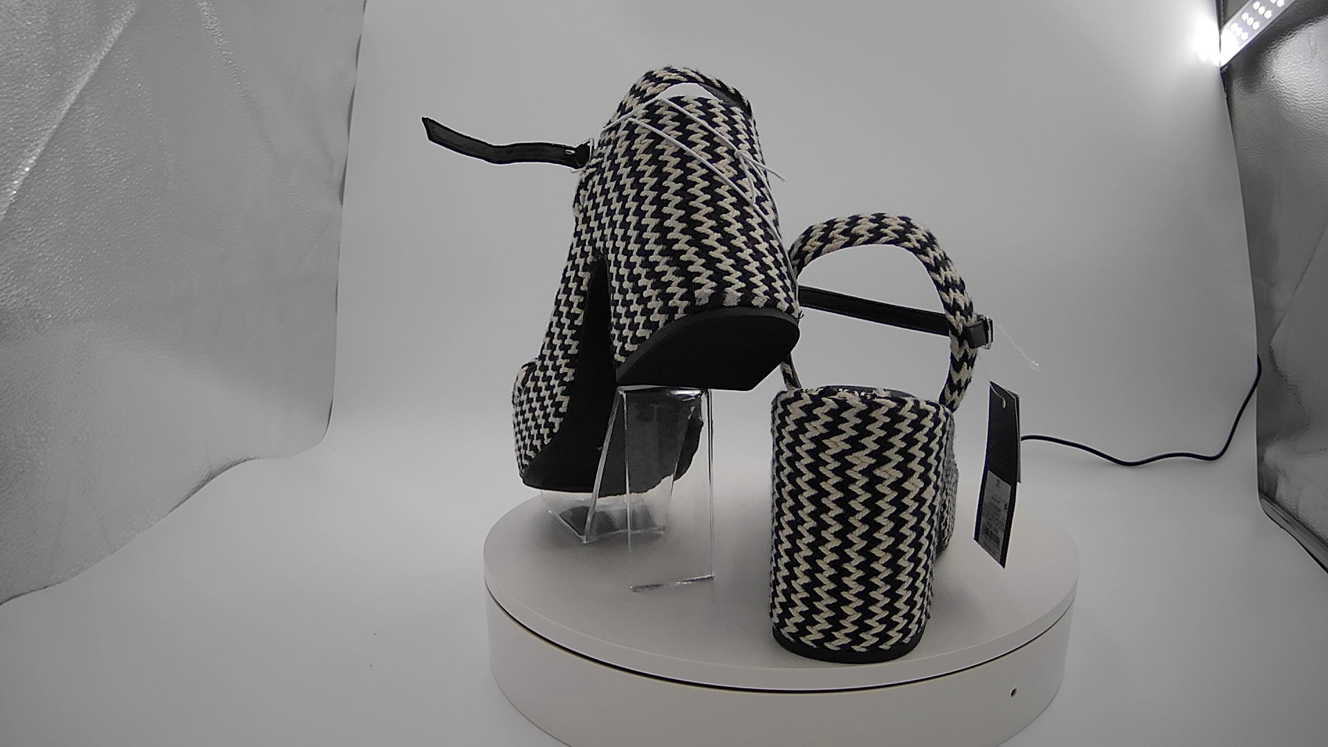 Women's Madeline Woven Platform Sandal Heels with Memory Foam Insole - Universal Thread Black 7.5: Ankle Strap, Block Heel