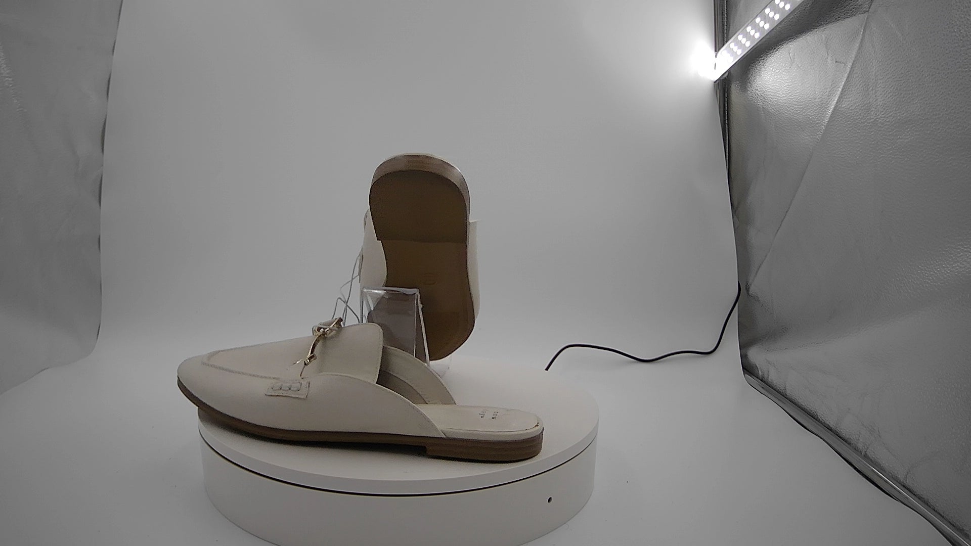 Women's Sandy Mule Flats with Memory Foam Insole - A New Day Off-White 10: Slip-On Pointed Toe Block Heel