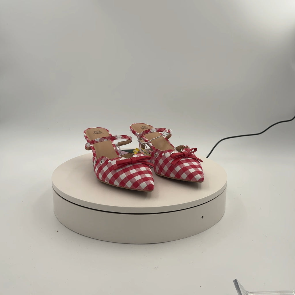 Women's Lysandra Gingham Eyelet Kitten Heels - Wild Fable Red 6: Slip-On, Pointed Toe, Louis Heel
