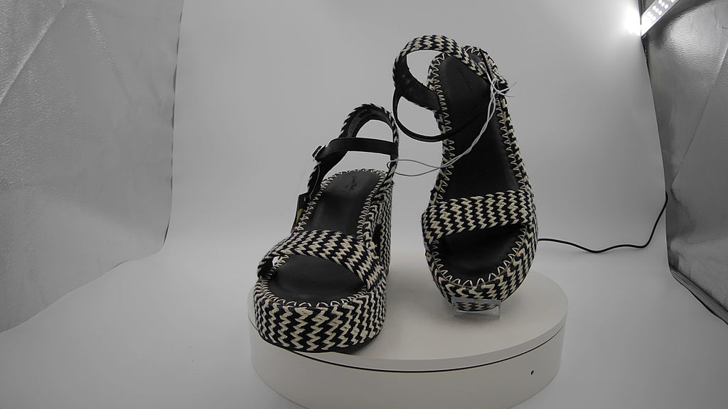 Women's Madeline Woven Platform Sandal Heels with Memory Foam Insole - Universal Thread Black 11: Ankle Strap, Block Heel