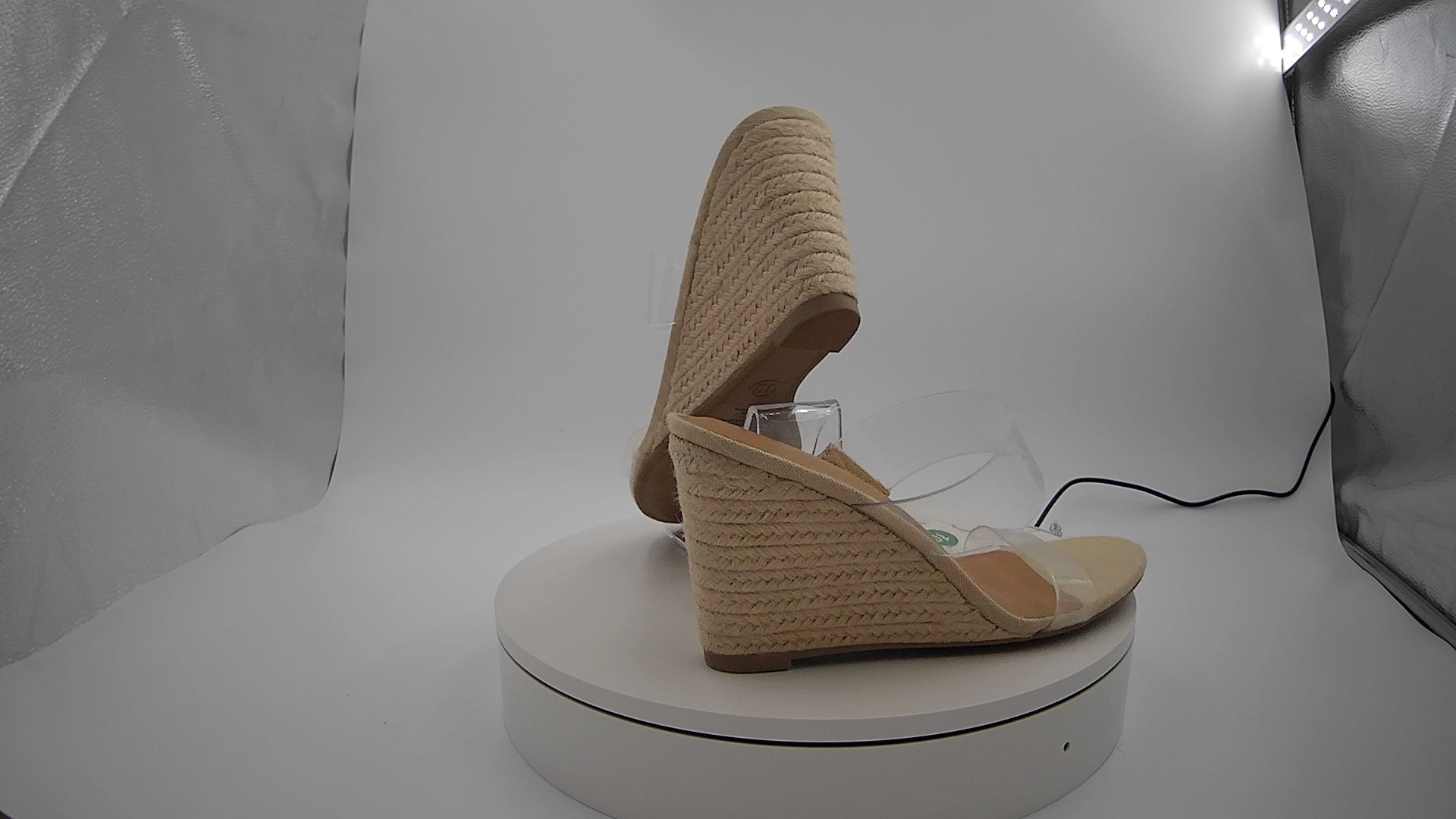 Women's Ansel Double Band Open Toe Wedge Heels with Memory Foam Insole - A New Day Tan 10: Slip-On, 3.75" Platform